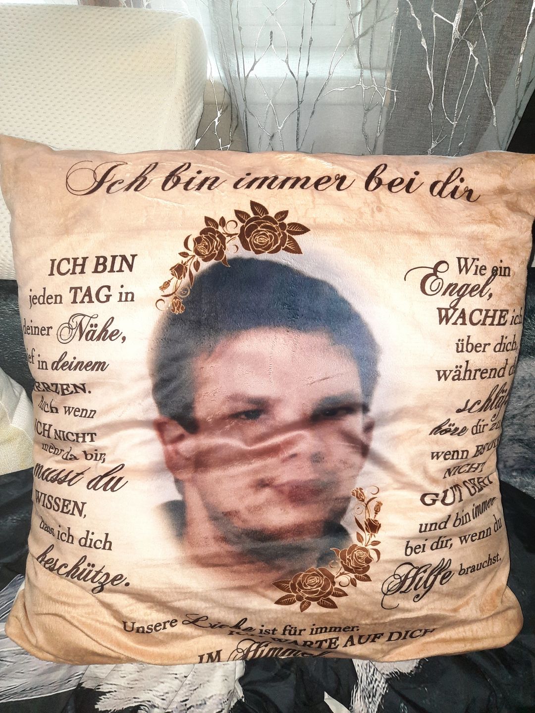 Customer photo review of Ich bin immer bei dir - Paar-Kissen