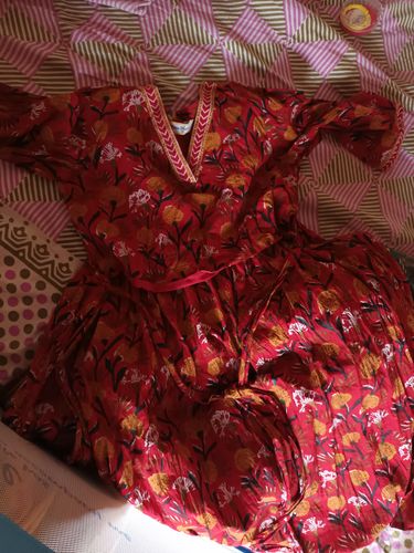 Customer photo review of Red Mustard Yellow Block Print Cotton Suit Set
