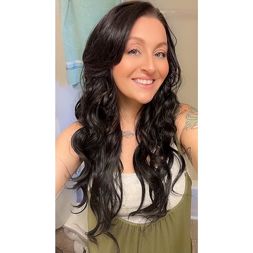 Customer photo review of Nano Ring Extensions Remy Human Hair Nano Tip Hair Jet Black #1 |Youngsee