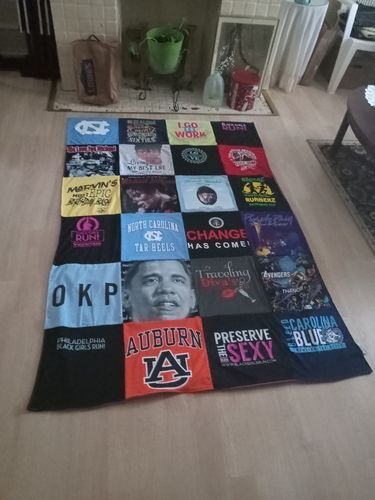 T-shirt quilt featuring north carolina tar heels, auburn university football by Sharon from PA