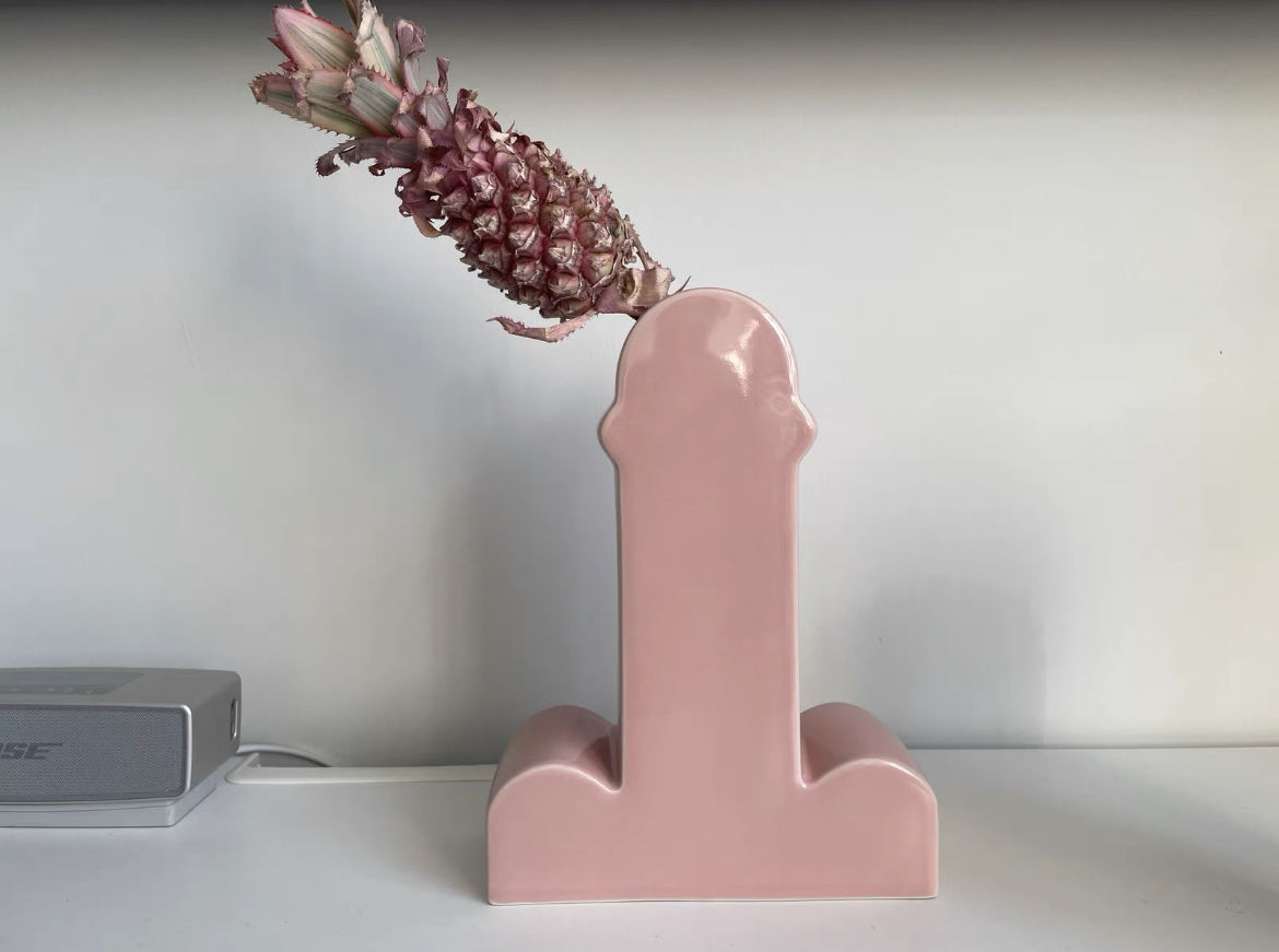 Customer photo review of Handmade Memphis Ceramic Dick Vase | Decorative & Unique Vases