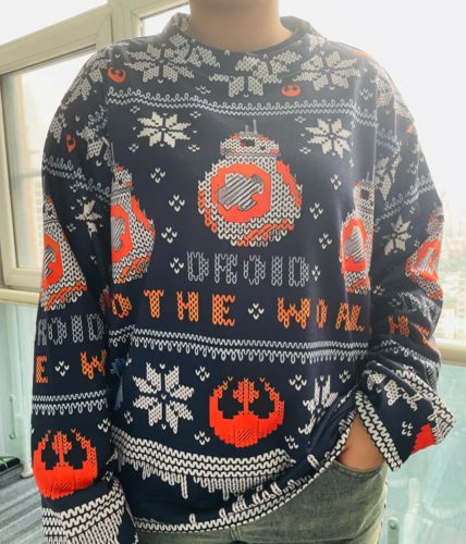 Customer photo review of Vintage Navy Space Robot Tribal Printing Round Collar Sweatshirt