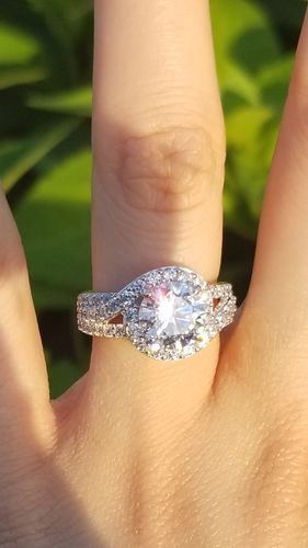 Customer photo review of Halo CZ Ring in Sterling Silver