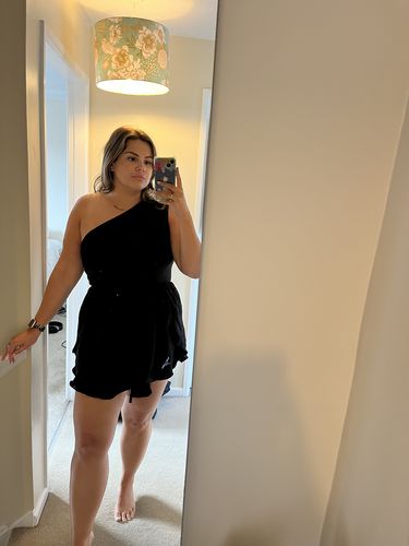 Customer photo review of Asymmetric Shapewear Feel  -'Maya' Bodysuit - Black