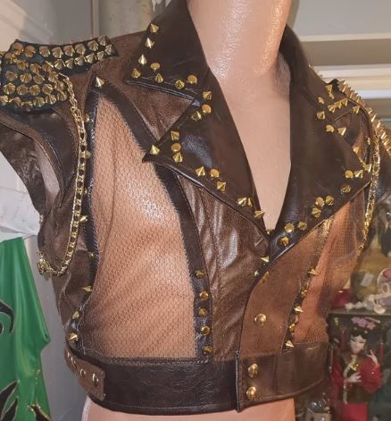 Customer photo review of Chocolate Stretch Faux Leather