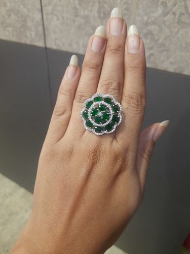 Customer photo review of Rubans Rhodium-Plated  CZ-Studded Adjustable Statement Finger Ring