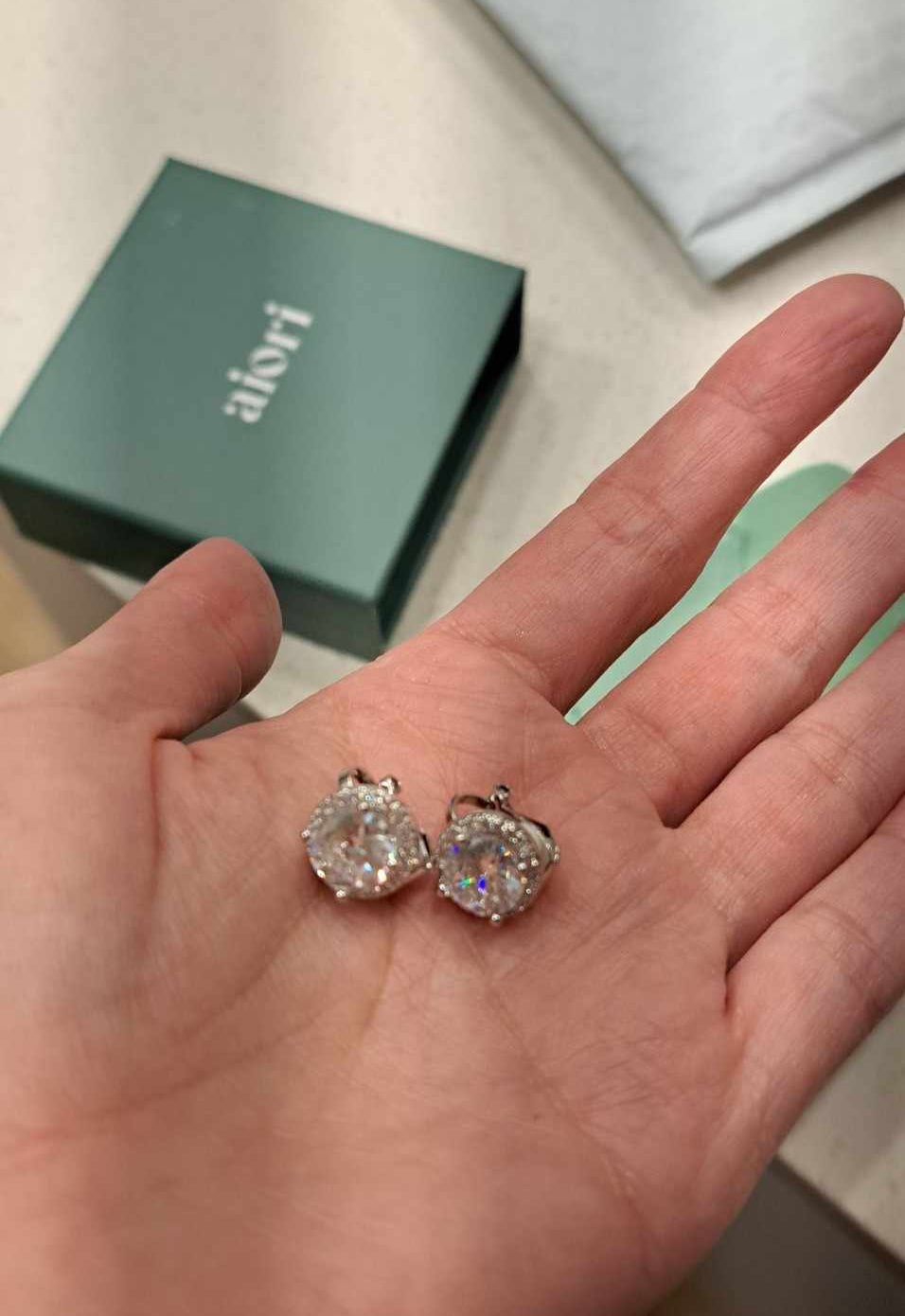 Customer photo review of Harper Stud Clip On Earrings in Silver