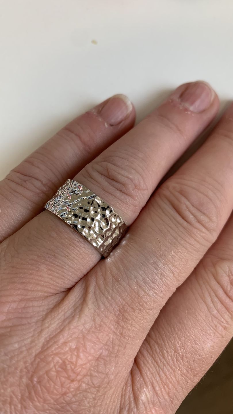 Customer photo review of Grecian Hammered Silver Stacking Ring