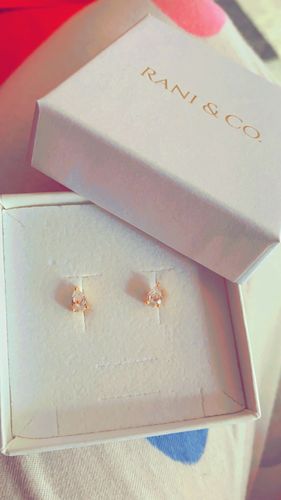 Customer photo review of Cubic Zirconia Teardrop Stud Earrings (Gold)