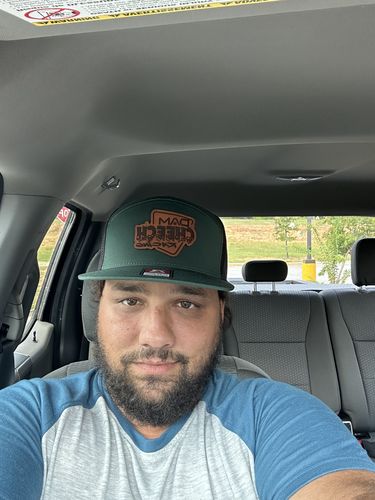 Customer photo review of Flat Bill Seven-Panel Leather Patch Hat - Richardson 168