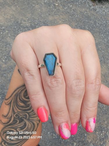 Customer photo review of Coffin Labradorite Ring Sterling Silver
