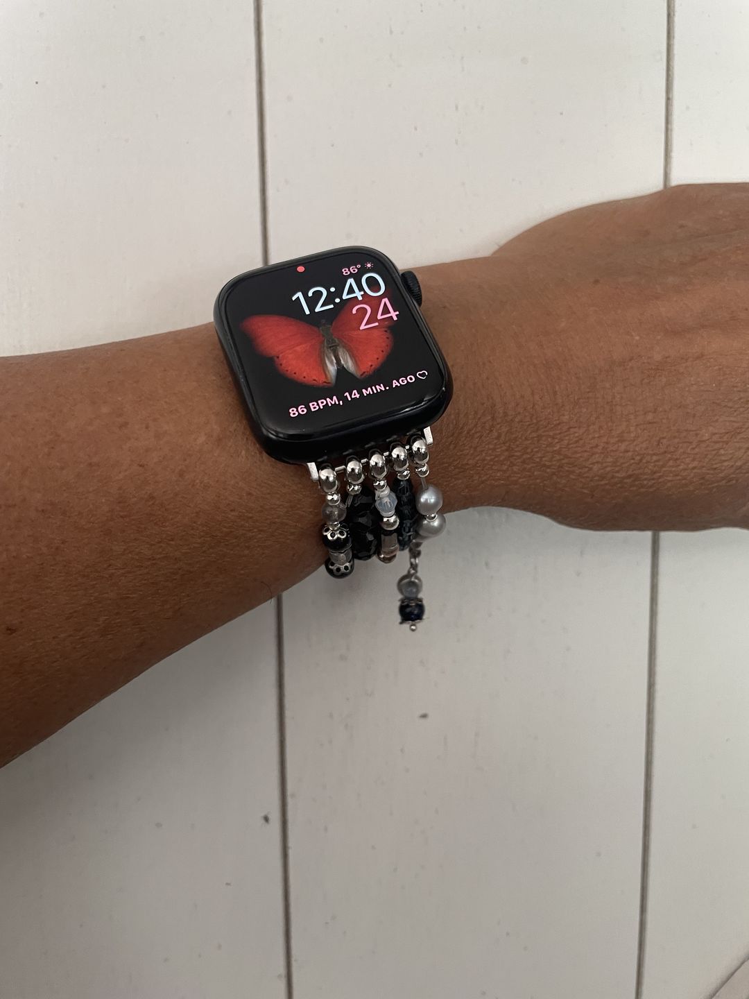 Customer photo review of Ethereal Frost Stretch Apple Watch Strap