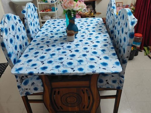 Customer photo review of DivineTrendz Exclusive - 3D Blue Flower Elastic Chair & Table Cover