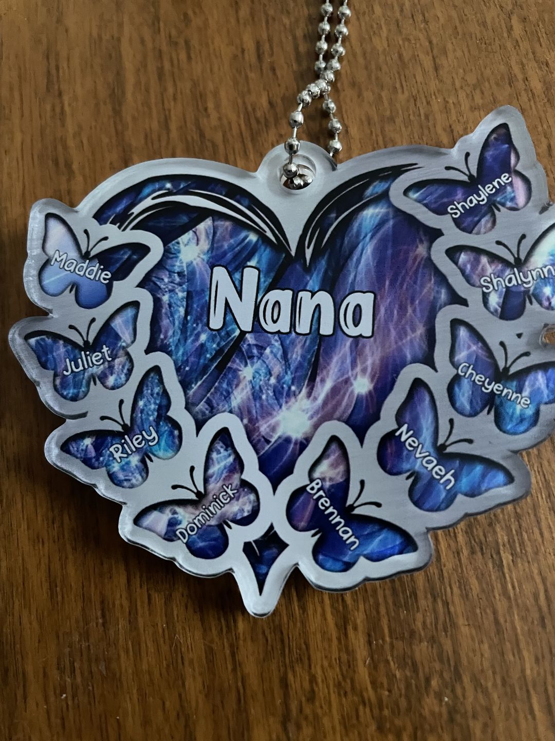 Customer photo review of Sparkling Grandma- Mom Heart Butterfly Kids, Multi Colors Personalized Ornament