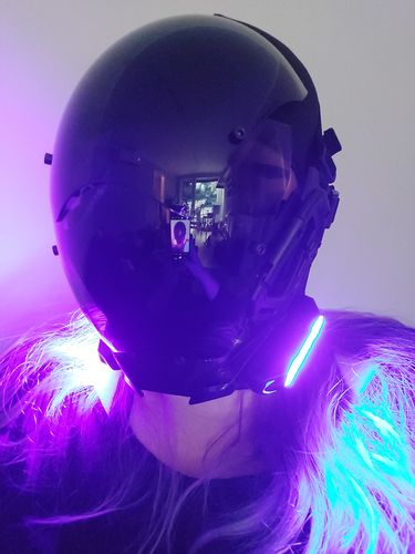 Customer photo review of Cyberpunk Hide Helmet