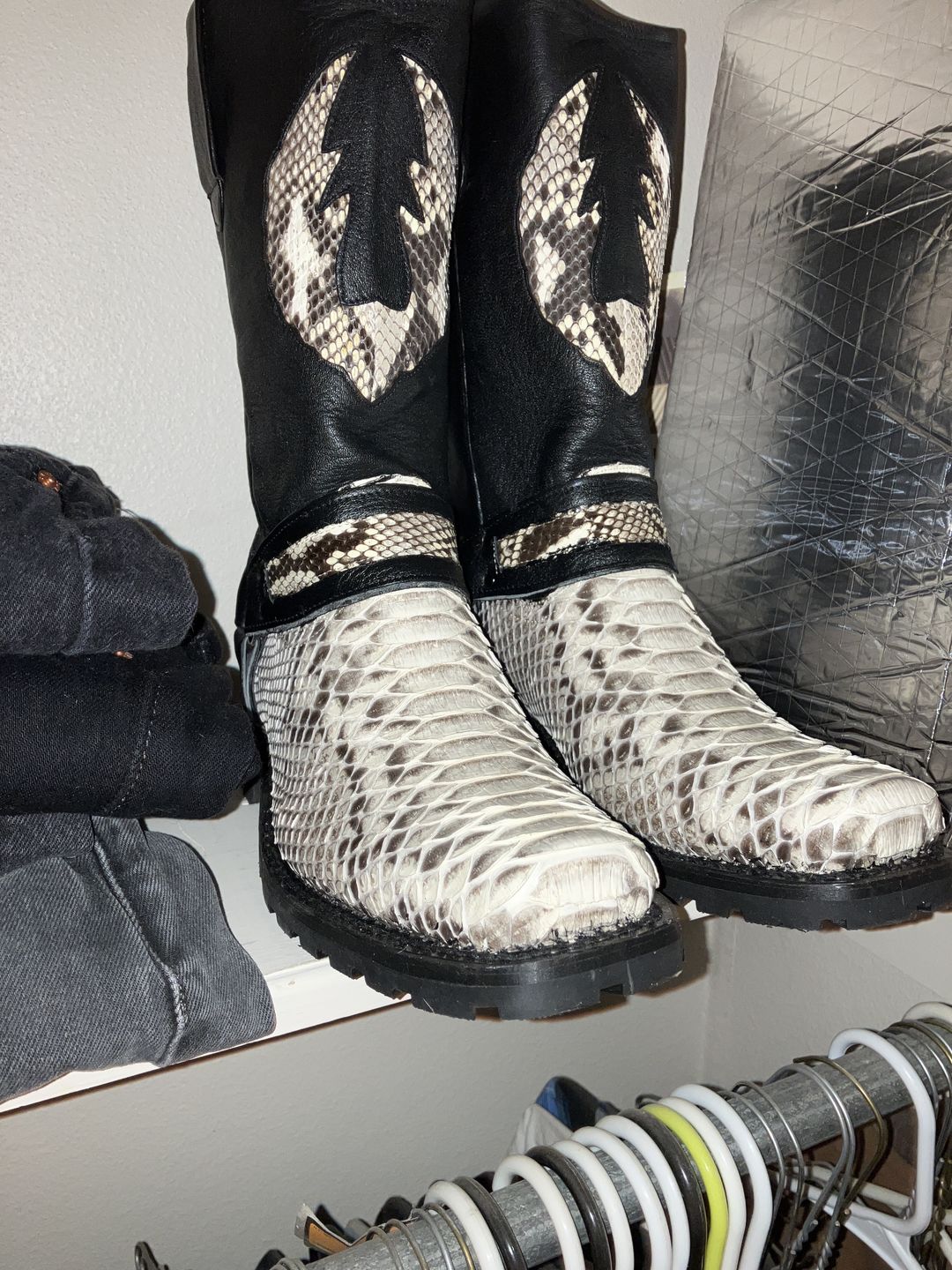 Customer photo review of Men's Natural Python Motorcycle Boots
