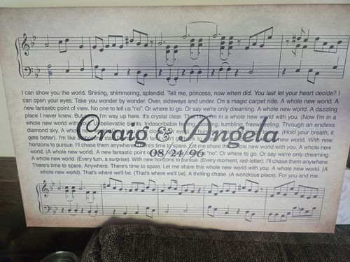 Customer photo review of Song Lyrics On Canvas Custom Wall Art