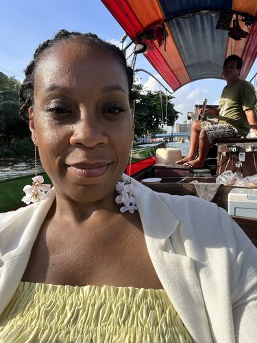 Customer photo review of Silk Bloom Drop Earrings