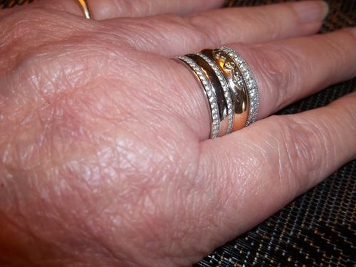 Customer photo review of Domed Double Row Moissanite Eternity Wedding Band