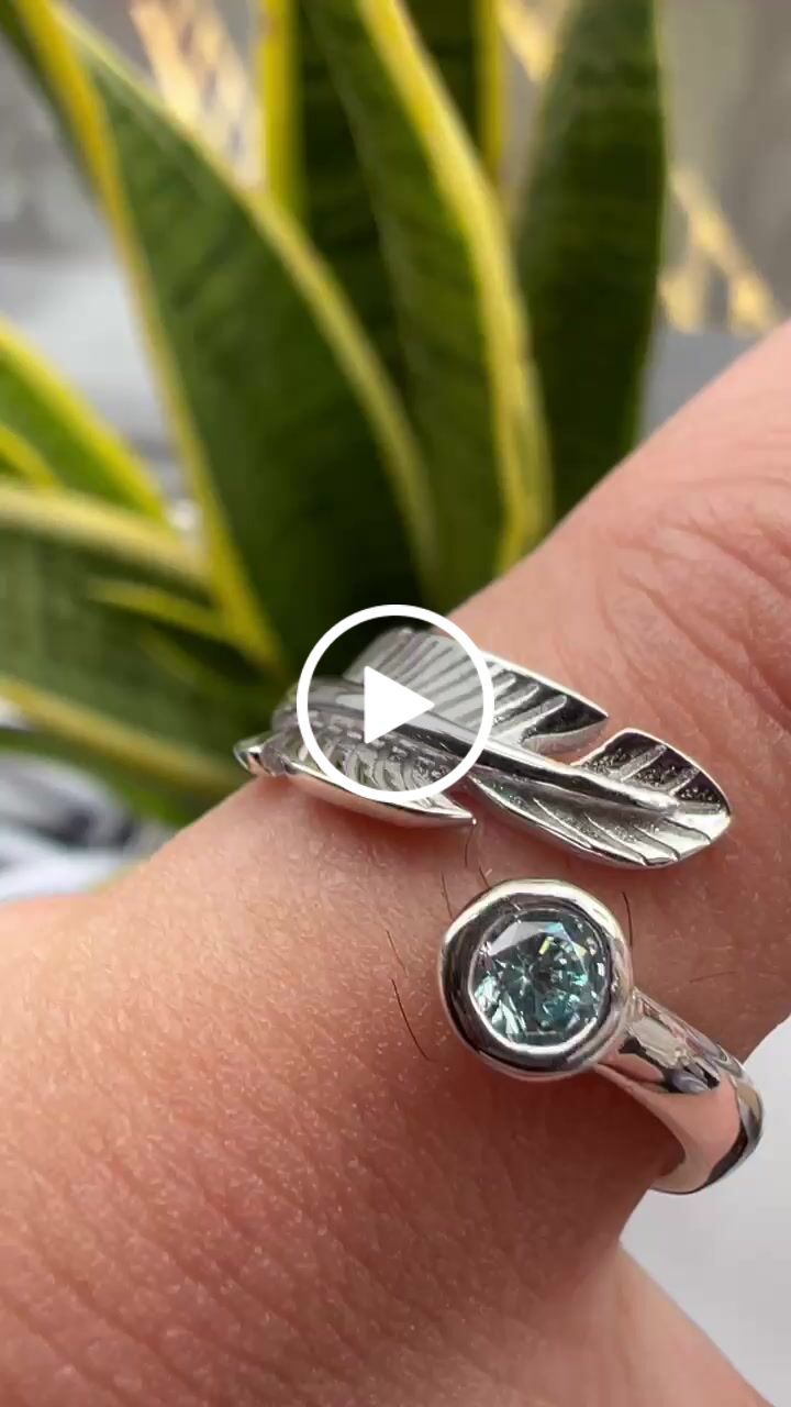Customer video review of Birth Stone Adjustable Feather Ring - Sterling Silver