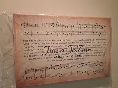 Customer photo review of Song Lyrics On Canvas Custom Wall Art