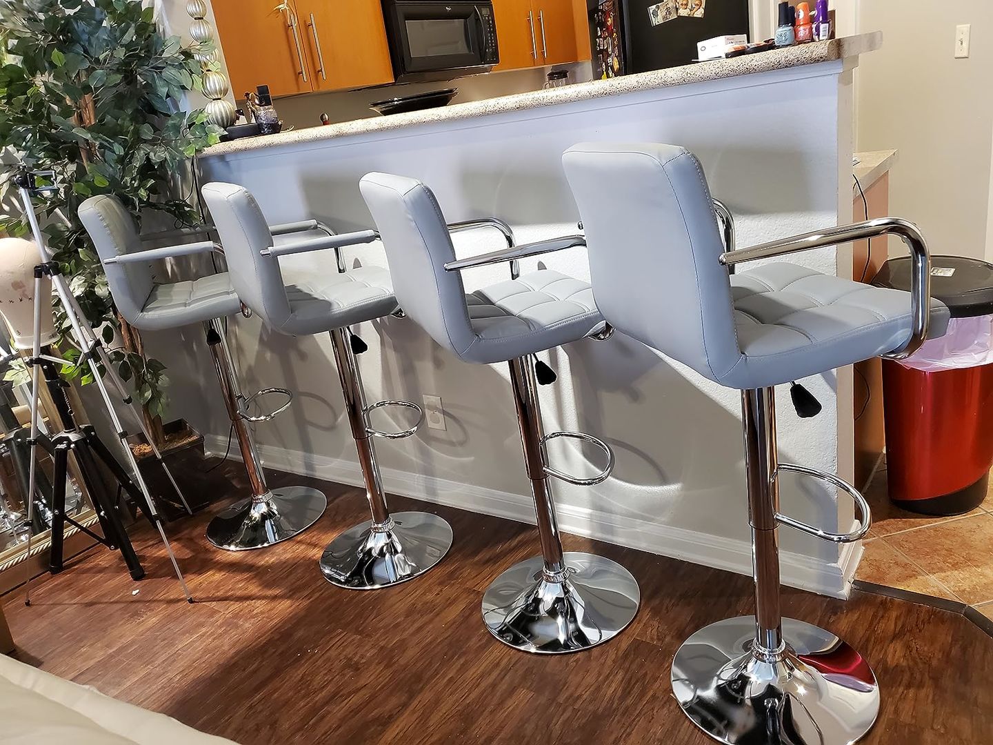 Customer photo review of Adjustable Square Bar Stools with Arm Rest (Set of 2)
