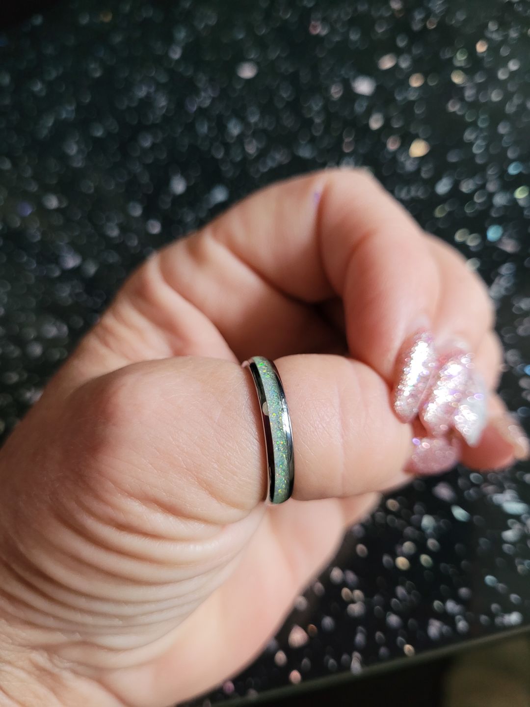 Customer photo review of The White Opal 4mm Wonder Ring