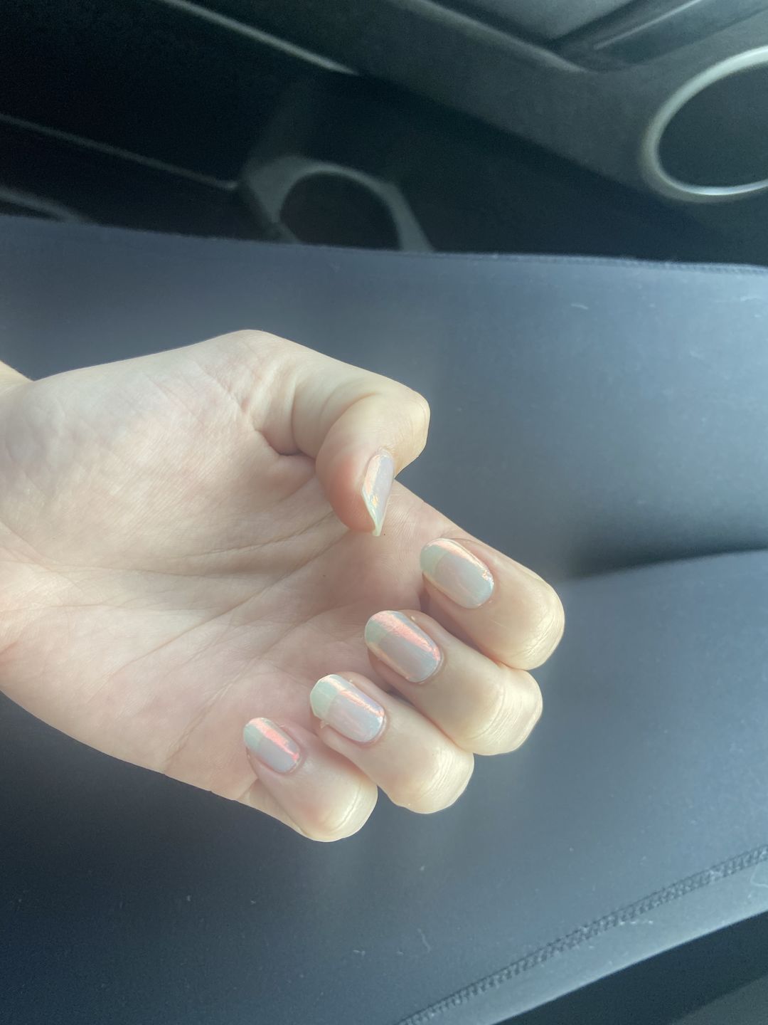 Customer photo review of Aqua Pink (Pearlescent) DIY Semicured Gel Nail Sticker Kit (PRE-ORDER: ETA 24.7)