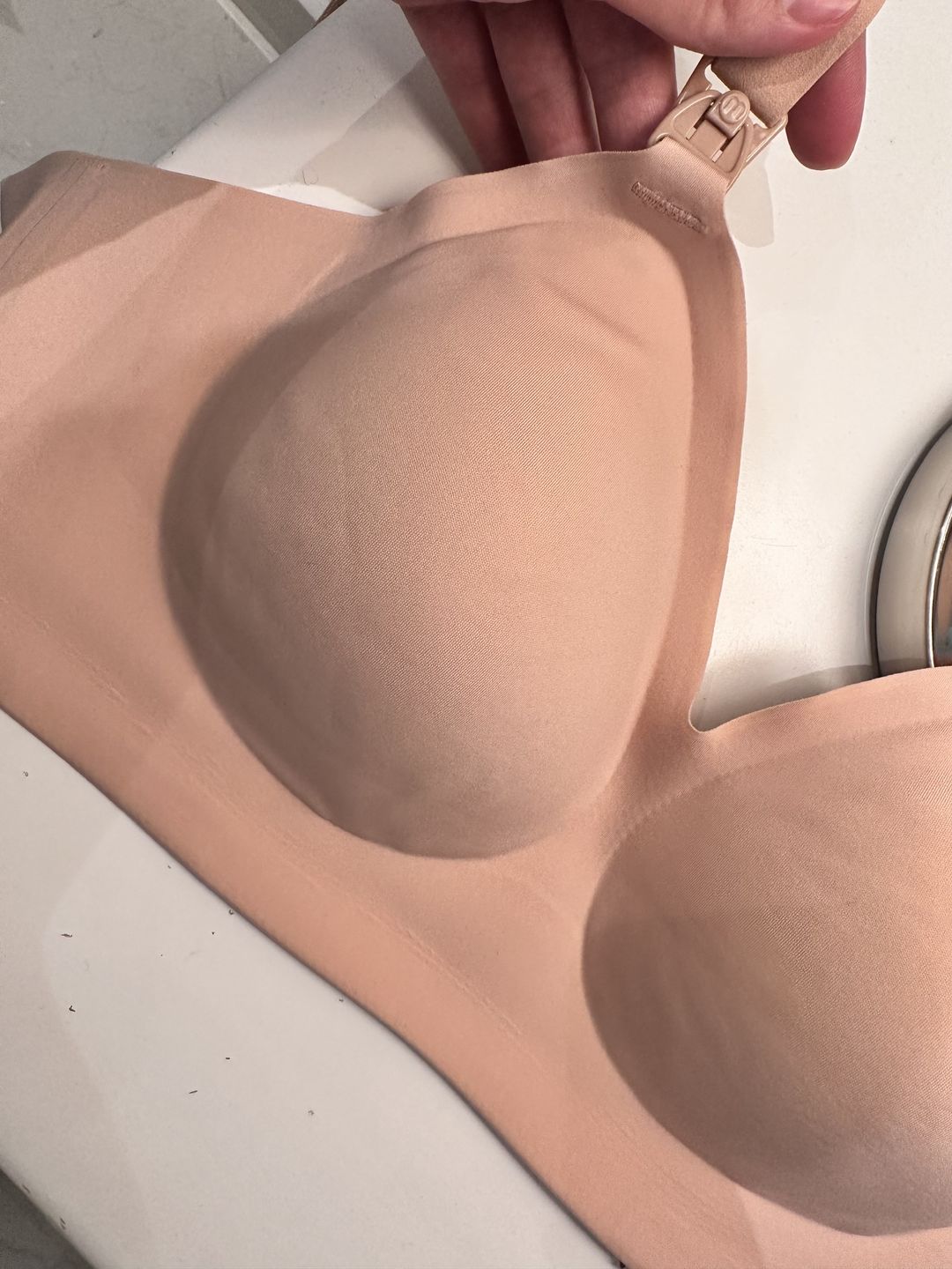 Customer photo review of Momcozy Seamless Nursing Bra - Beige