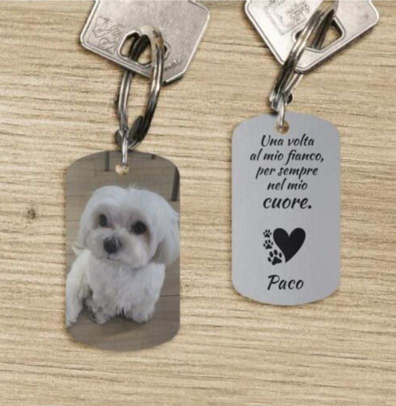 Customer photo review of Per sempre nel cuore - Portachiavi piastrina personalizzato