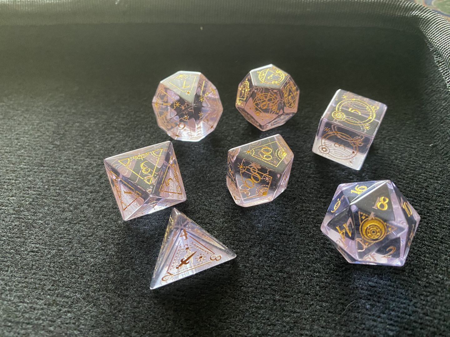 Customer photo review of FABLED MARK - PURPLE GLASS DICE SET