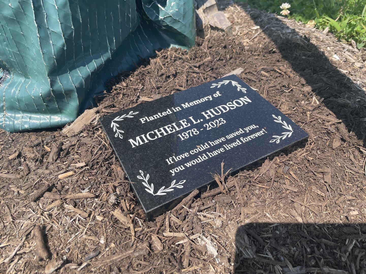 Customer photo review of Outdoor Personalized Memorial Plaque In Loving Memory Garden Marker
