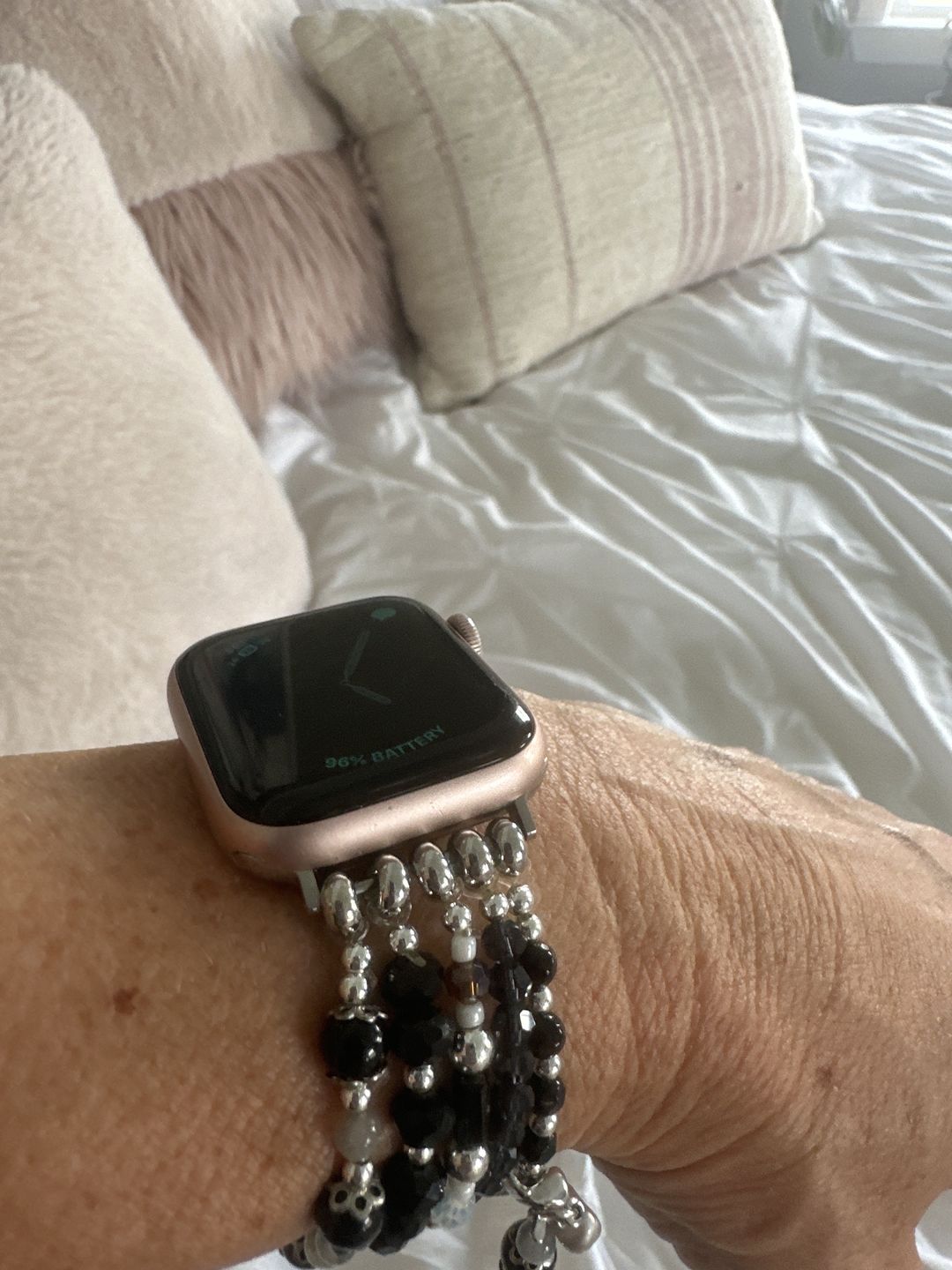 Customer photo review of Ethereal Frost Stretch Apple Watch Strap