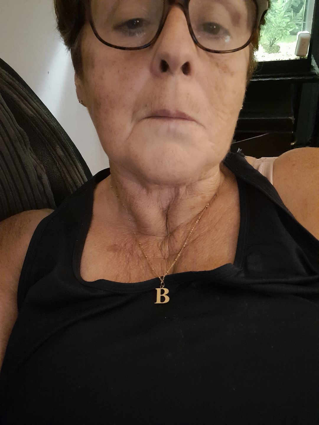 Customer photo review of S Initial Pendant Necklace in Gold