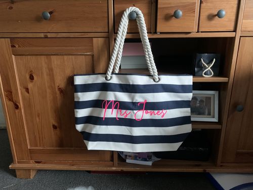 Customer photo review of Personalised Mrs Nautical Tote Bag (MRK X)