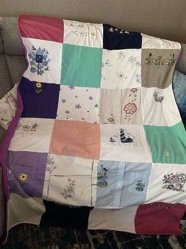 T-shirt quilt with sewing, crafting themes by Marilyn from TX