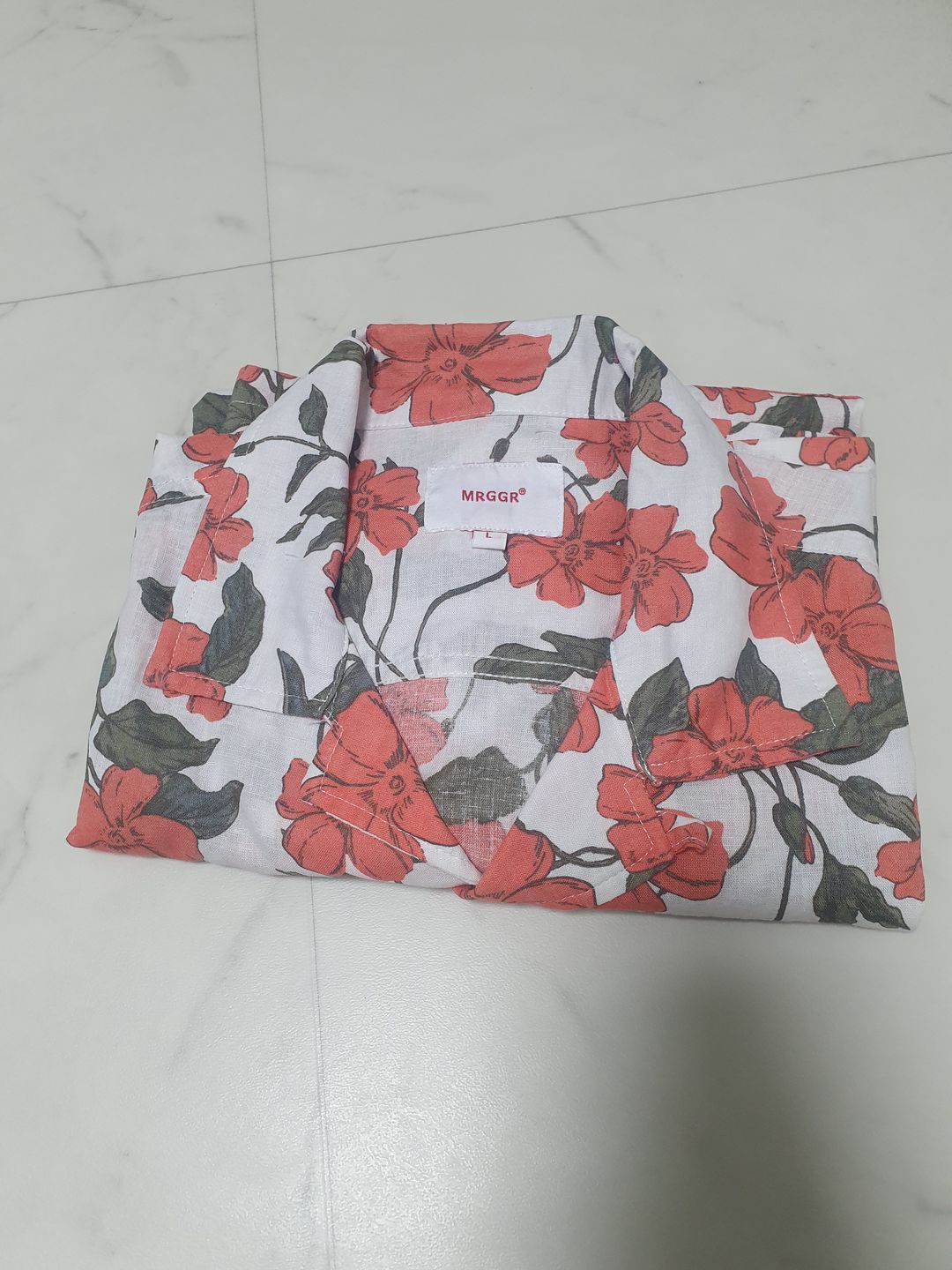 Customer photo review of レッドアサガオ総柄　綿麻キューバシャツ