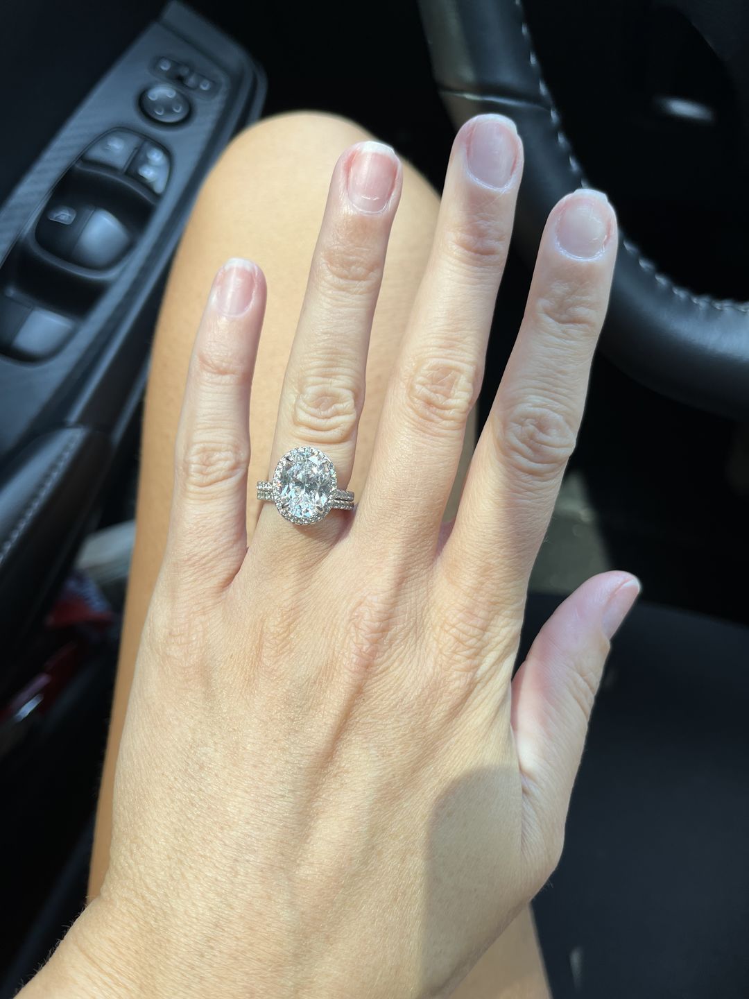 Customer photo review of Louily Halo 3.5Ct Oval Cut Simulated Diamond Engagement Ring In Sterling Silver