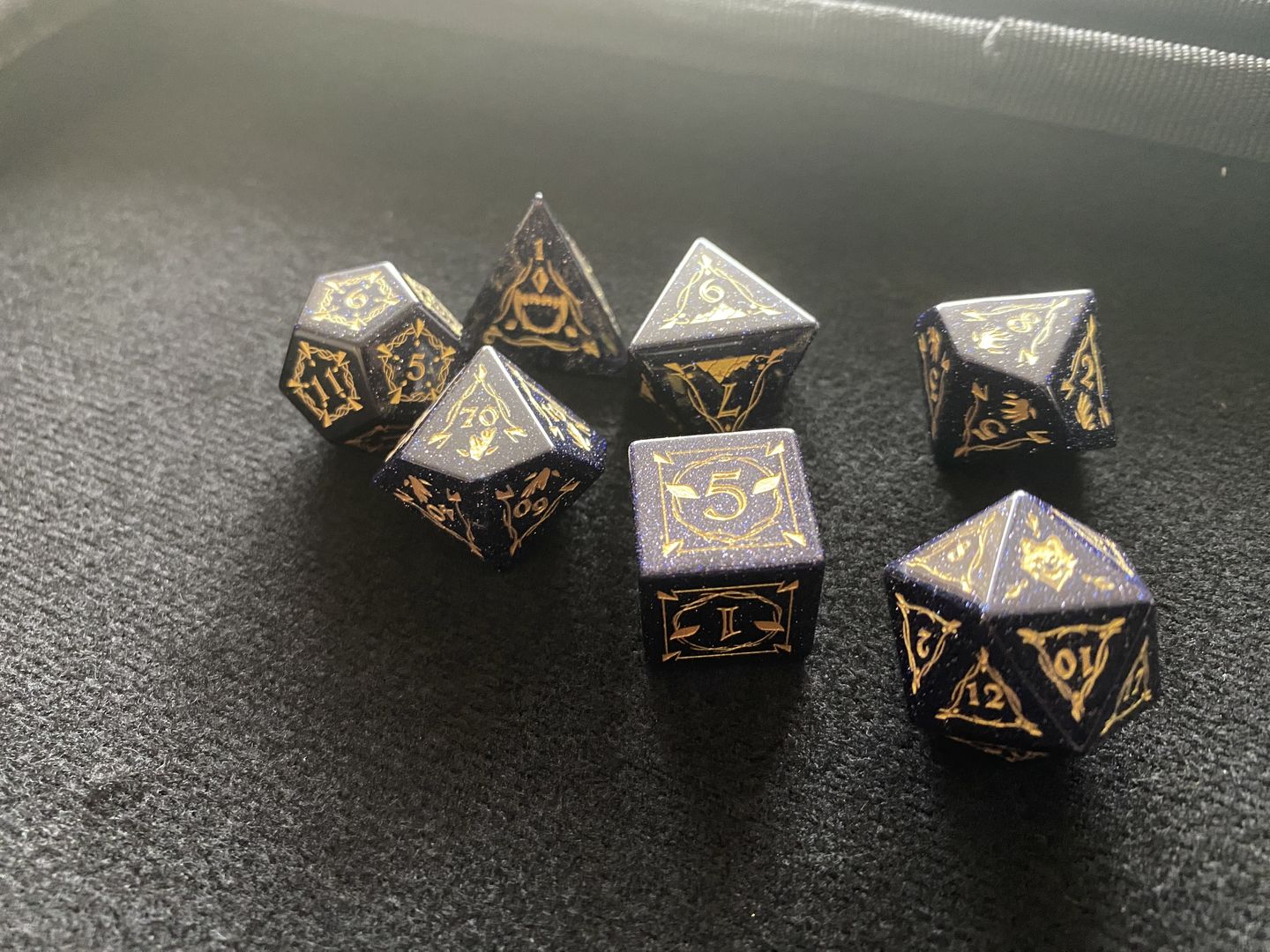 Customer photo review of FANGS OF WINTER BLUE SANDSTONE STONE DICE SET