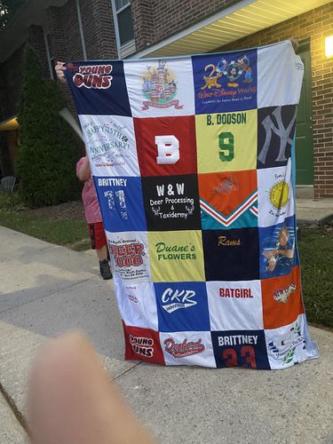T-shirt quilt featuring young rams by Christy from TN
