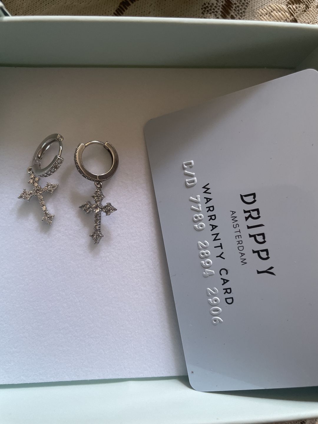 Customer photo review of FAITH EARRINGS. - WHITE GOLD