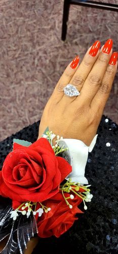 Customer photo review of 3-Stone 12.6ct Asscher CZ Ring in Sterling Silver