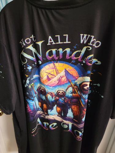 Customer photo review of NOT ALL WHO WANDER ARE LOST SLOTH ALL OVER PRINT - TLTW2207231