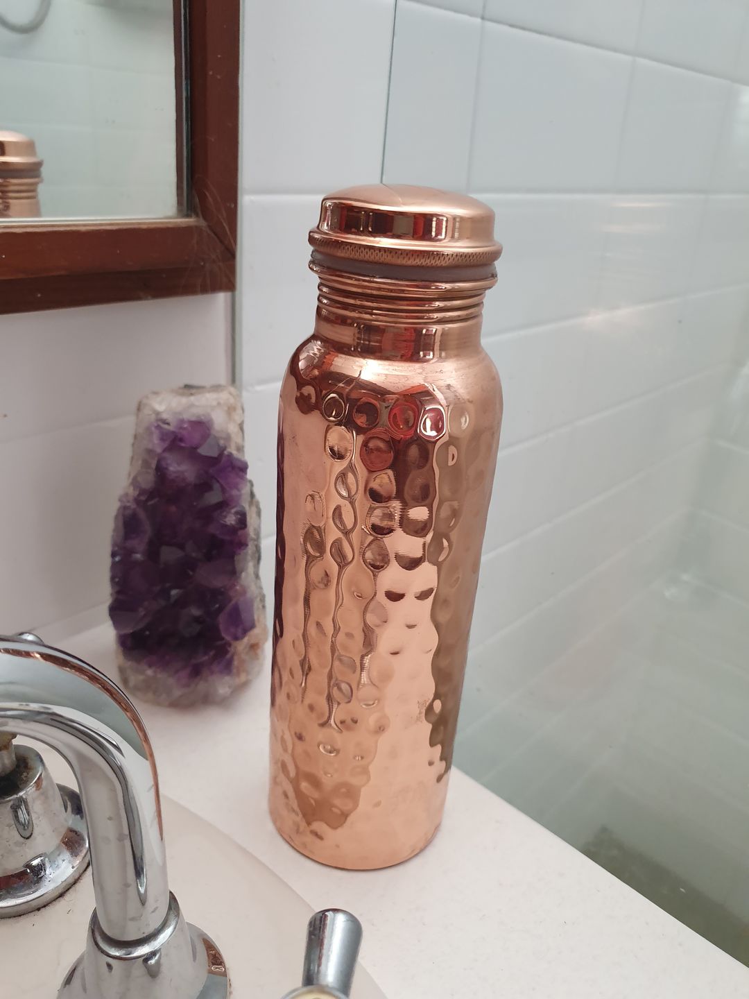 Customer photo review of Hammered Pure Copper Water Bottle