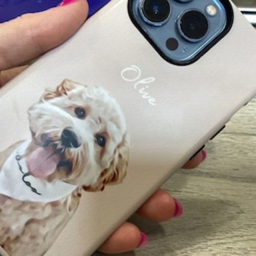 Customer photo review of Custom Pet Phone Case Using Pet Photo + Name