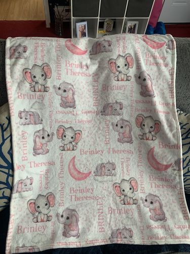 Customer photo review of Free Shipping✈️Personalized Custom Elephant Stars Baby Blanket