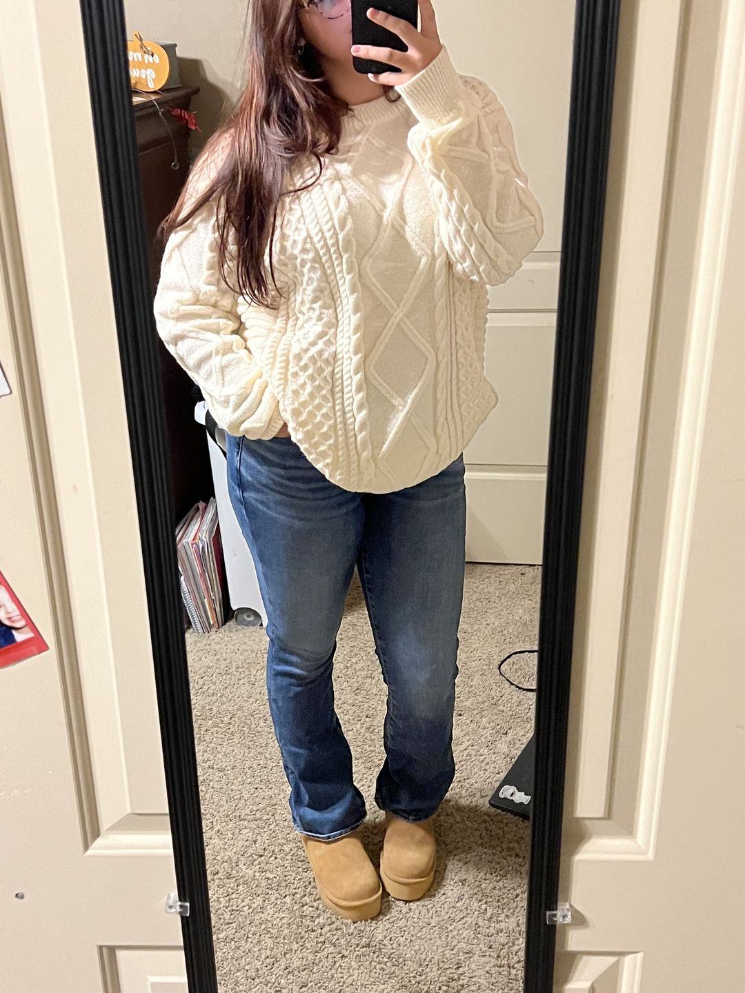 Customer photo review of Aelfric Eden Retro 90s Cable Knit Sweater