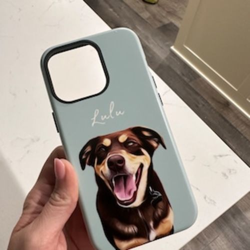 Customer photo review of Custom Pet Phone Case Using Pet Photo + Name