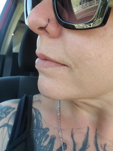 Customer photo review of Titanium Micro Gem Hinged Nose Hoop