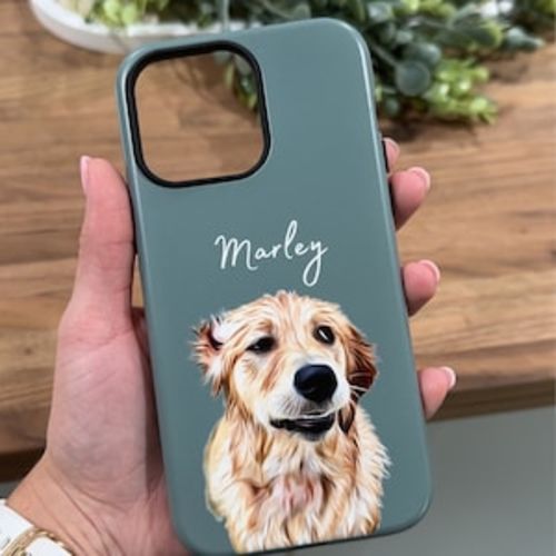 Customer photo review of Custom Pet Phone Case Using Pet Photo + Name